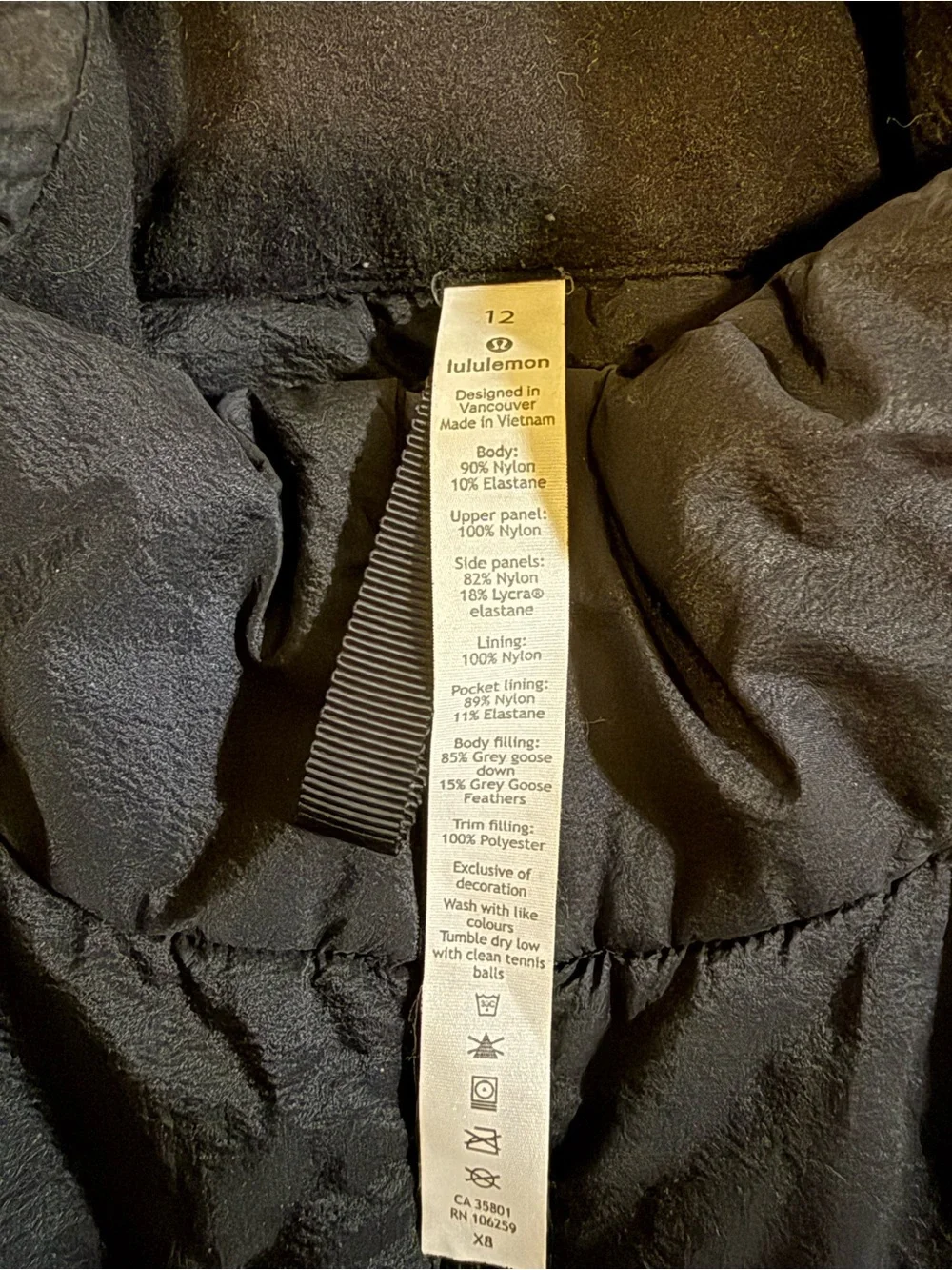 lululemon athletica Black Quilted Hybrid Vest